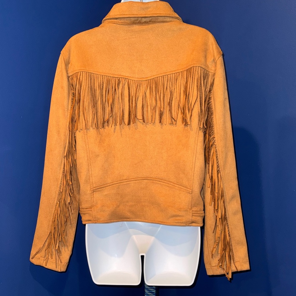 Sportelle-NWT Women's Cognac Fringe Jacket Size Large - Picture 4 of 17
